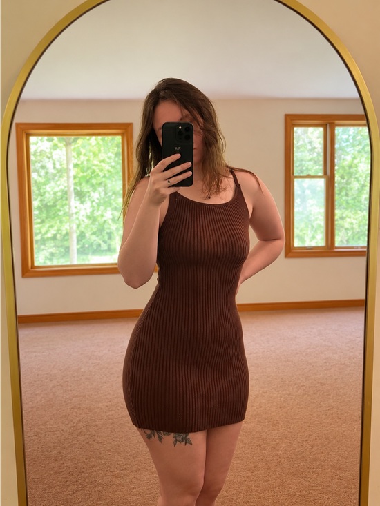 Fashion Nova Dresses & Skirts - Fashion Nova Brown Ribbed Bodycon Mini Dress